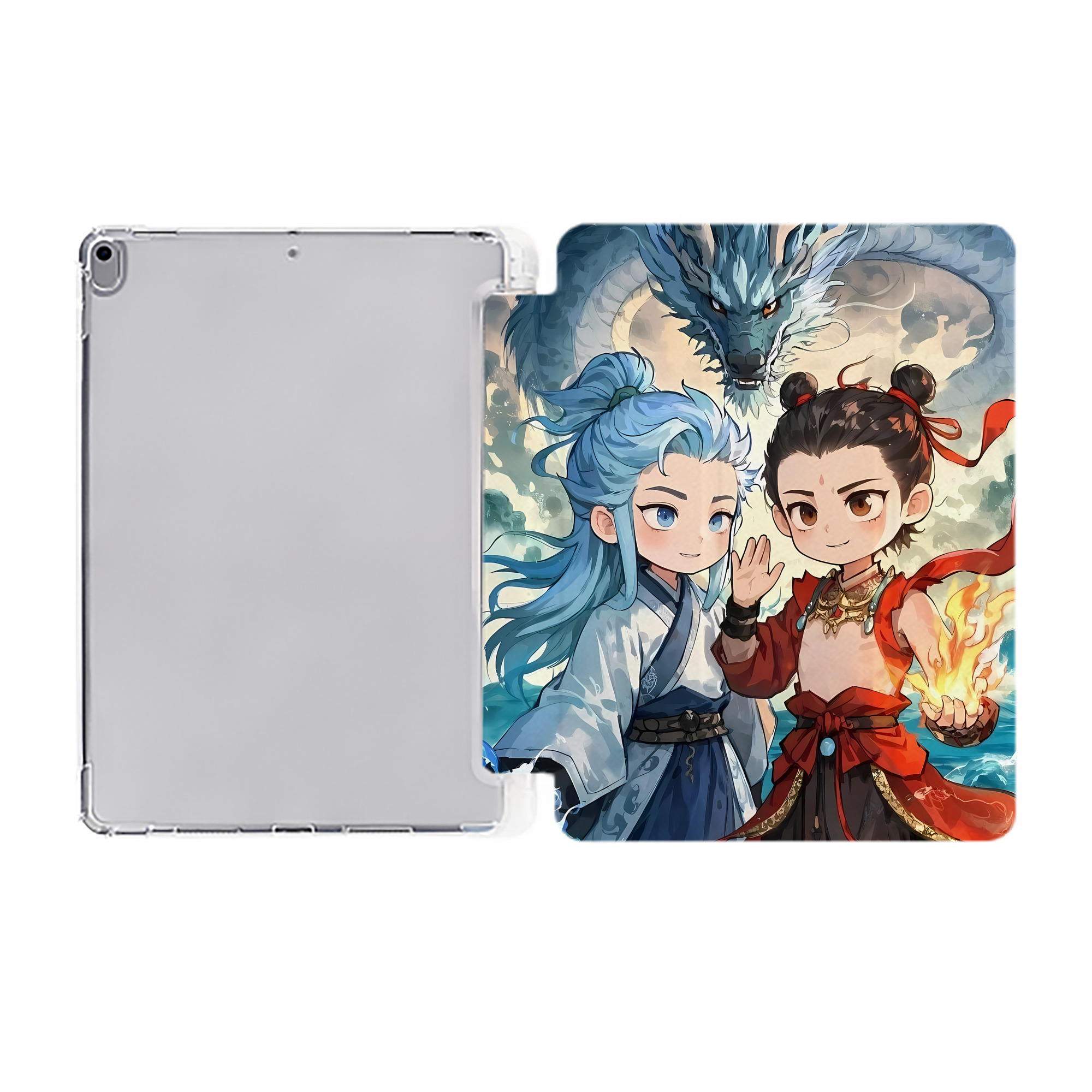 （画像用） Ne Zha 2 ナタ 魔童の大暴れ IPad ケース ペン収納付き 三つ折りスタンド PUレザー×シリコン 対応機種9.5/10.5/10.9インチ